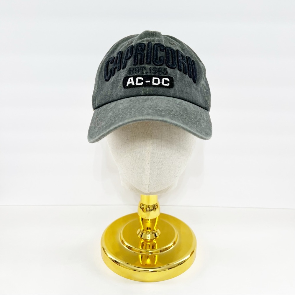 Capricorn AC/DC Graphic Baseball Cap Distressed Gray Adjustable Hat